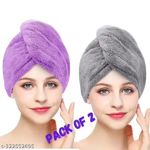 Microfiber Hair Towel, Assorted, Pack Of 2