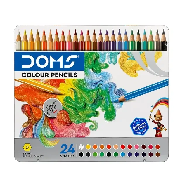 Doms 24 Shades Super Soft Color Pencils Flat Tin [Multicolor]