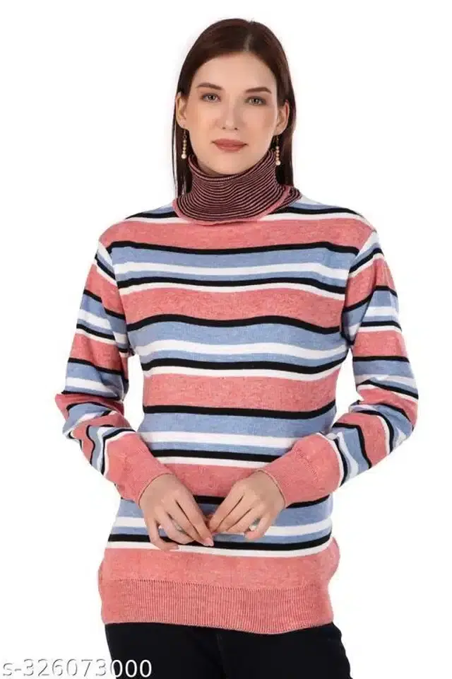 Acrylic Sweater for Women (Pink, M)