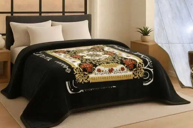 Wool Printed Blanket, Brown (90x80 inch)