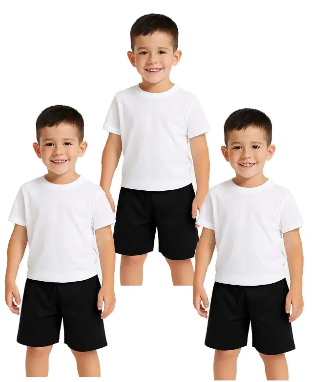 Cotton Shorts for Boys, White, Pack of 3 (6-12 Months)