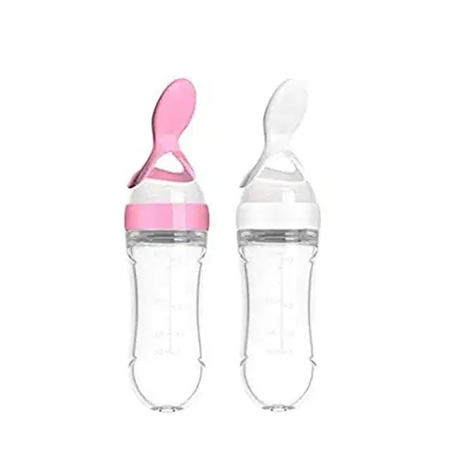 Silicone Baby Feeding Bottle, Multicolor, Pack of 2