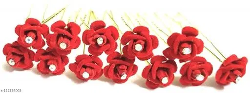 Hair Pins for Women (Red, Pack of 3)