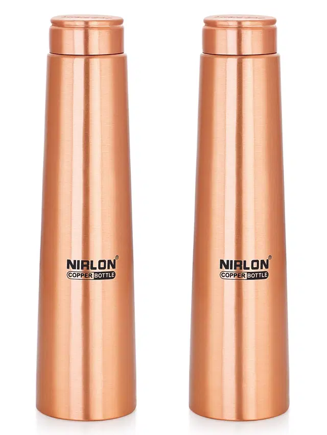Nirlon Neera Copper / Tamba Water Bottle, 1000Ml, 2 Piece, Copper | Leak Proof | Office Bottle | Gym Bottle | Yoga Bottle | Home | Kitchen | Hiking | Treking Bottle | Travel Bottle