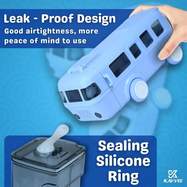 Plastic Bus Shape Sipper Bottle for Kids, Multicolor (1000 ml)