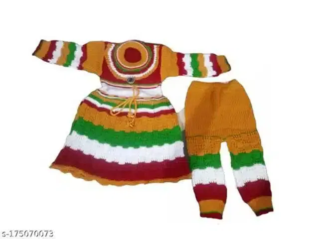 Woolen Sweater & Pant for Girls (Multicolor, 0-3 Months)