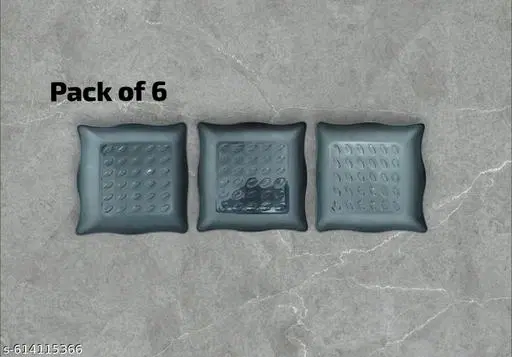 Plastic Plates for Kitchen, Black, Pack of 6