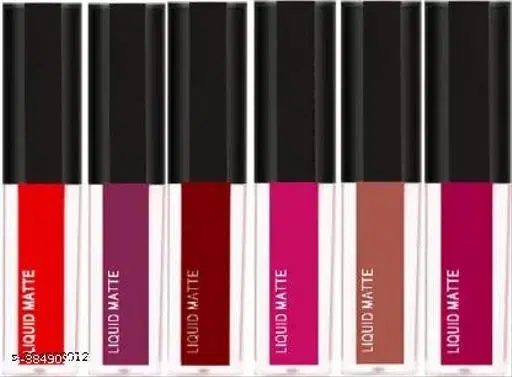 Liquid Lipstick for Women, Multicolor, Pack of 6