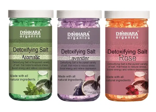Donnara Organics Aromatic, Lavender & Rose Detoxifying Bath Salt Crystal, 200 g, Set of 3