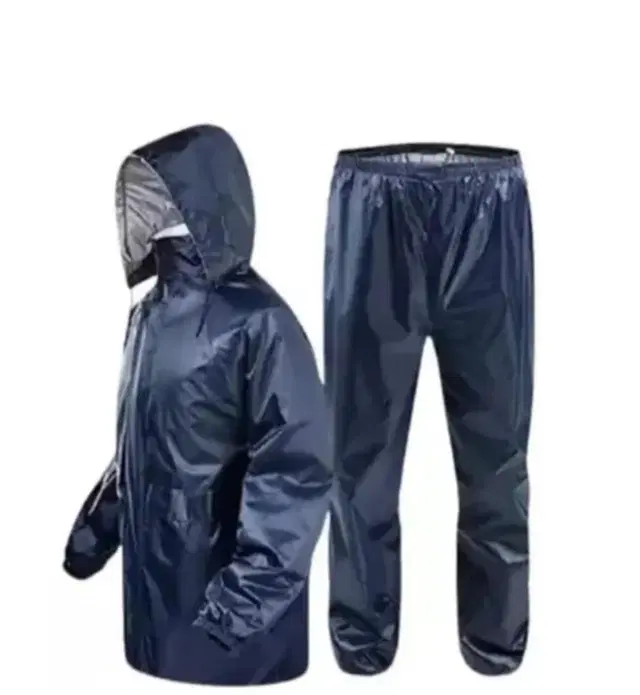Polyester Solid Rainsuit for Men, Black, XL