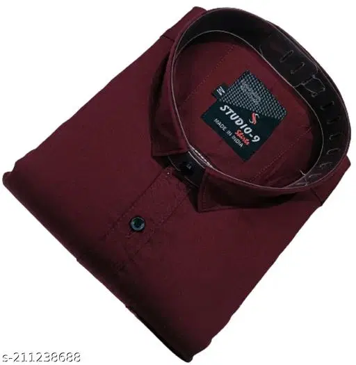 Cotton Blend Solid Shirt for Men, Maroon (L) Pack of 1