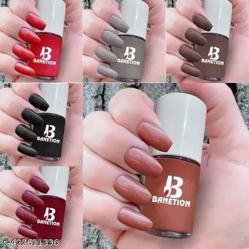 Banetion Matte Nail Polish, Multicolor, Pack of 6