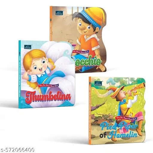Fairy Tale Shaped Board Book | Pinocchio, The Pied Piper of Hamelin, and Thumbelina | for kids | classic story books | (Set of 3)