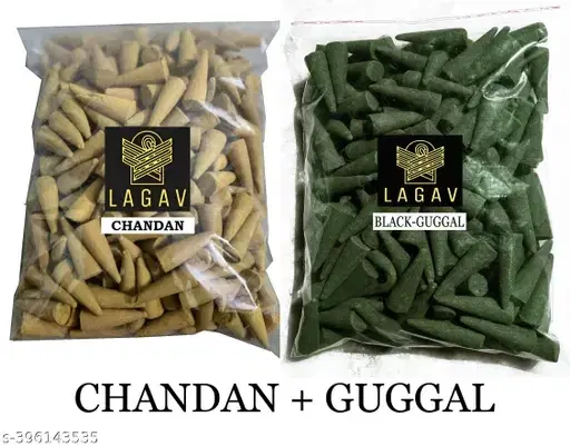 LAGAV Chandan with Guggal Incense Dhoop, 240 g, Pack of 2