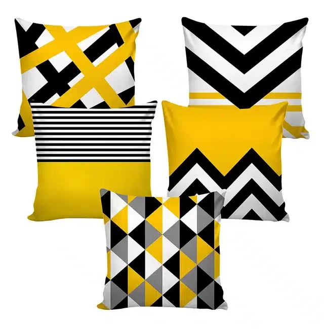 Printed Cushion Covers Combo, Multicolor, 16x16 Inches, Pack of 5