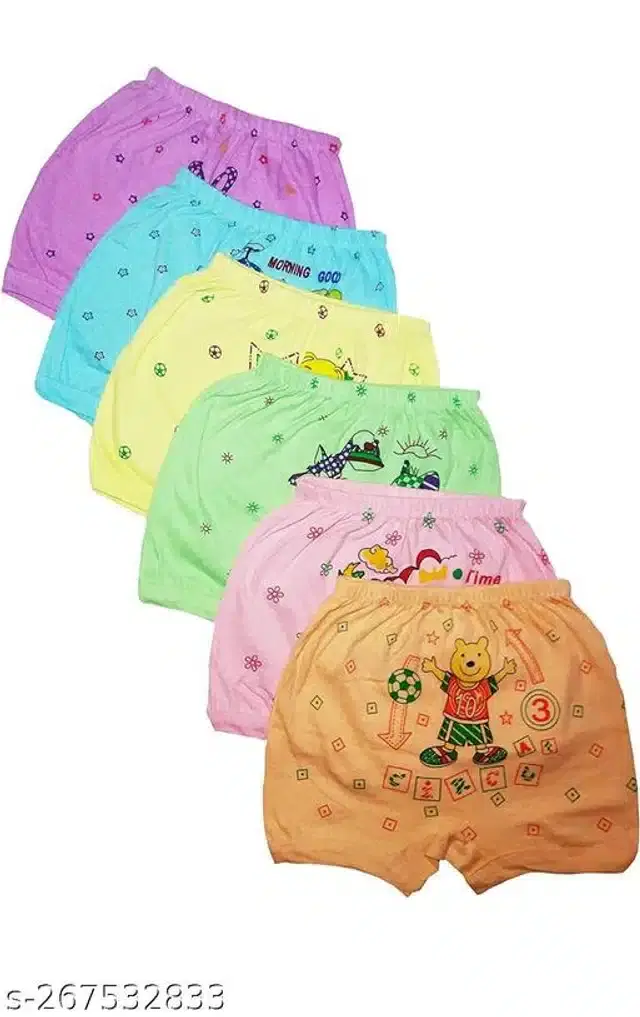 Cotton Innerwear Shorts for Kids, Pack of 6 (Multicolor, 3-4 Years)