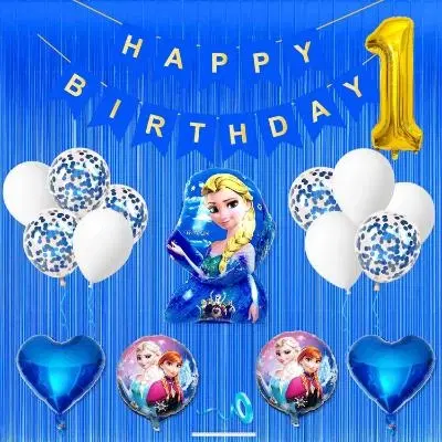 Disney Frozen Theme 1st Birthday Decoration Kit for Kids (Navy Blue)Pcs Of 20 ,(Set Of 1)