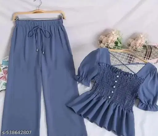 MOTI TOP AND PALAZZOS for Kids (Blue, 13-14 Years)