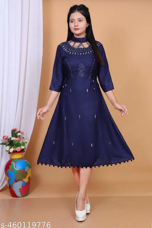 Stylish Neck One Piece for Women (Blue, XS)