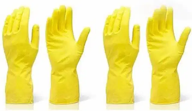 Reusable Hand Gloves for Cleaning, Yellow, Set of 2