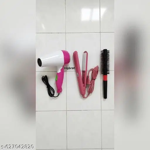 Combo of Hair Brush, Hair Straightener & Hair Dryer, Multicolor, Set of 3