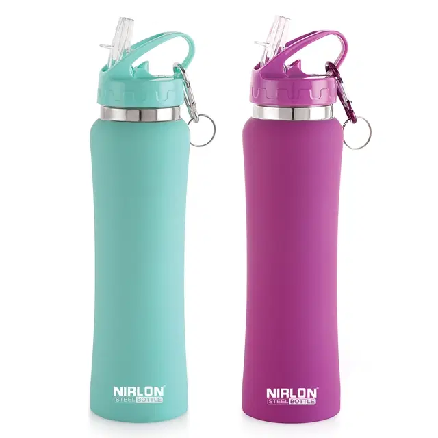 Nirlon Stainless Steel Sipper Water Bottle, Multicolor, 750 ml, Pack of 2