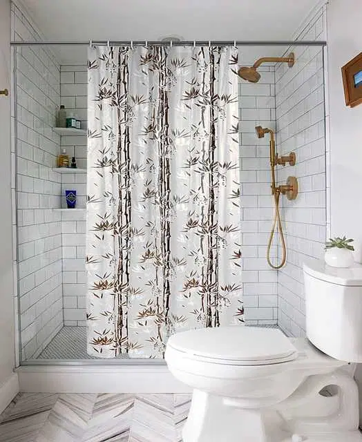Waterproof Shower Curtain for Bathroom with 8 Hooks, Multicolor, W-79