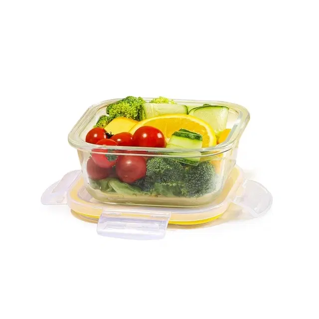 Cello Square Container Fit N Fresh Clip O Square Glass Storage Container, 320 ml | Pack Of 1 | Clip-Lock Airtight Lid | Microwave, Fridge & Dishwasher Safe | Leak-Proof Food Storage For Kitchen & Fridge