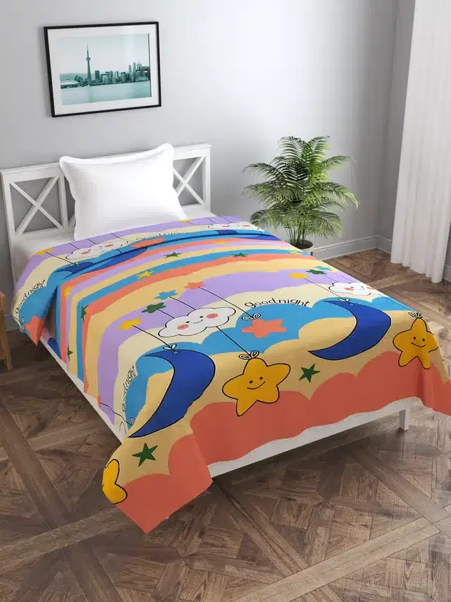 Printed Single Duvet Cover with Zipper, Multicolor, 60x90 Inches