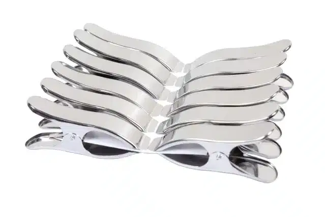 Steel Cloth Pegs, Pack of 12, Silver