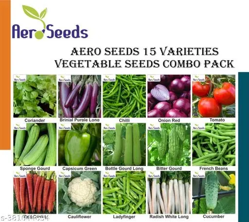 Aero Seeds Combo of 15 varieties vegetable seeds with instruction manual.