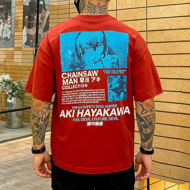 Cotton Printed T-shirt for Men, Red (XL)