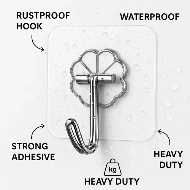 Plastic Wall Hooks, Transparent (Pack of 20)