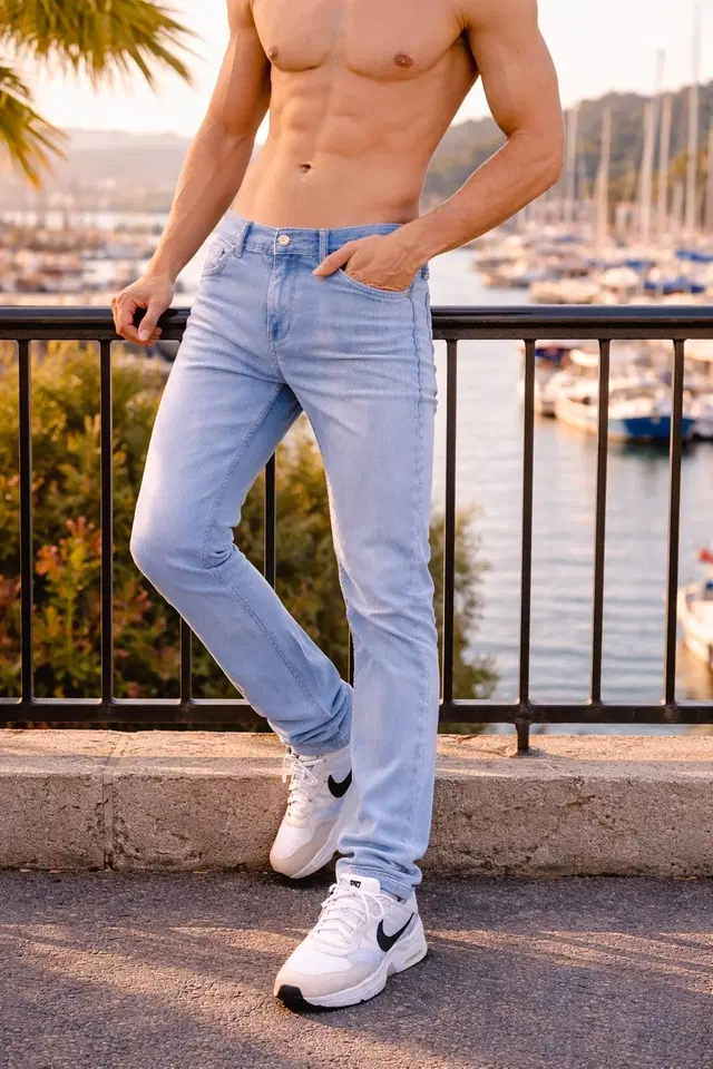Denim Jeans for Men (Grey, 34)
