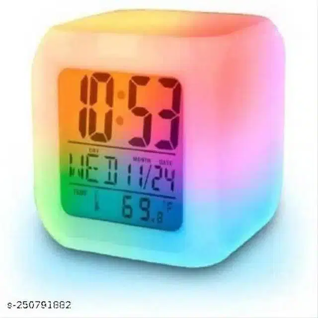 Digital LED Alarm Clock, Multicolor