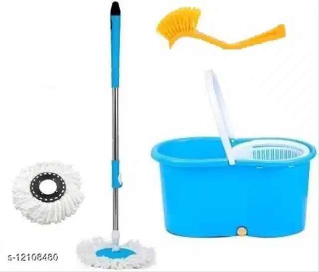 Spin Bucket Mop with Toilet Brush, Assorted, Set of 2
