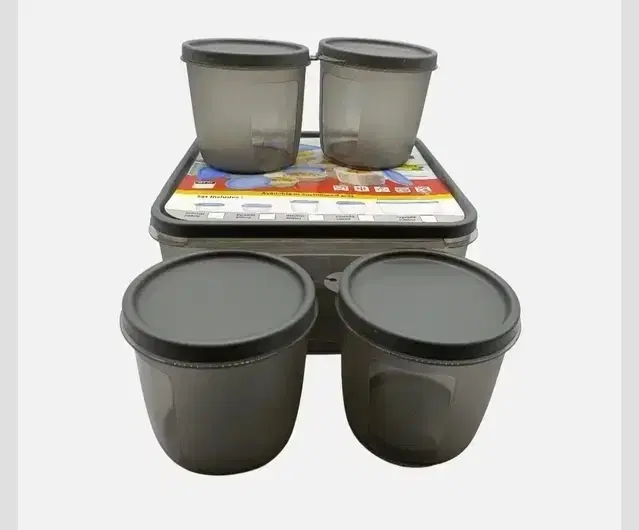 Fresco 5 pcs set [ Round 400ml x 4, Square 3500mlx1], Assorted