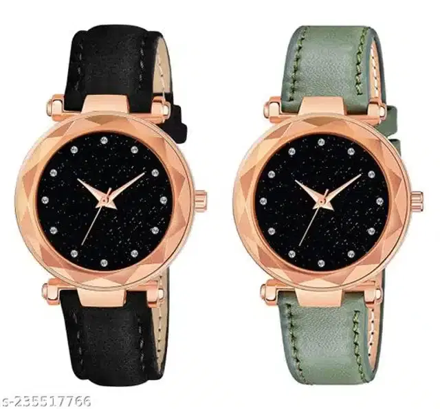 Analog Watch for Women, Pack of 2 (Multicolor)