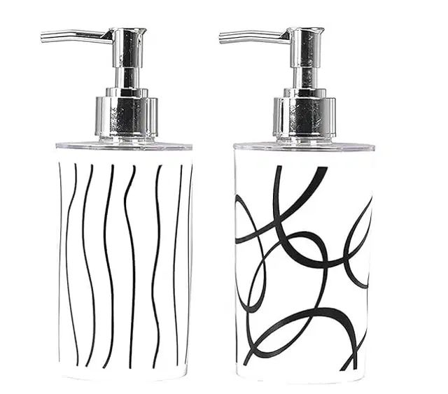 Plastic Long Lasting Liquid Soap Dispenser, White, 350 ml, Pack of 2