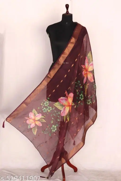 Art Silk Printed Dupatta for Women & Girls, Multicolour (Free Size)