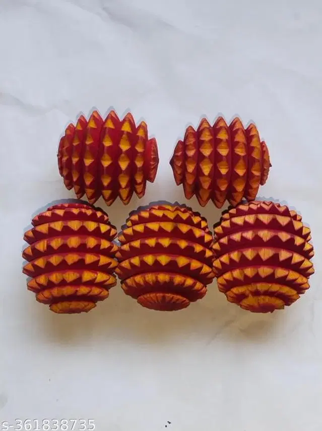 Wooden Body Massager, Yellow & Red, Pack of 5