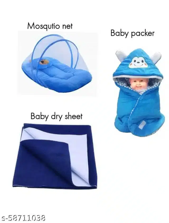 Combo of Baby Sleeping Set, Blue, Set of 3