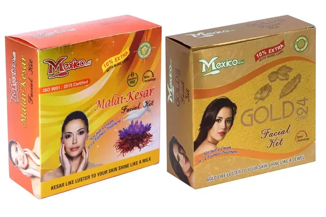 Maxico Herbs Malai Kesar with Gold Facial Kits, Pack of 2