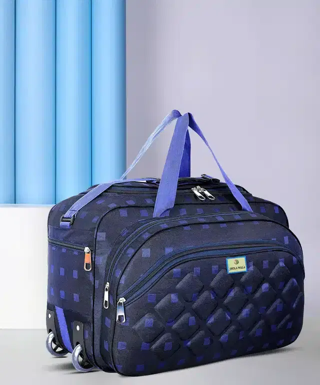 Polyester Traveling Luggage Bag with Wheels, Blue,60 L