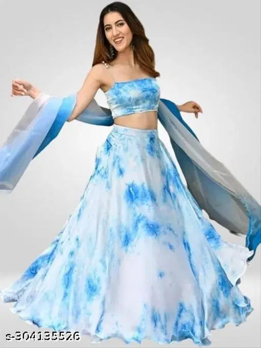 Lehenga Choli for Women (White, Semi Stitched)