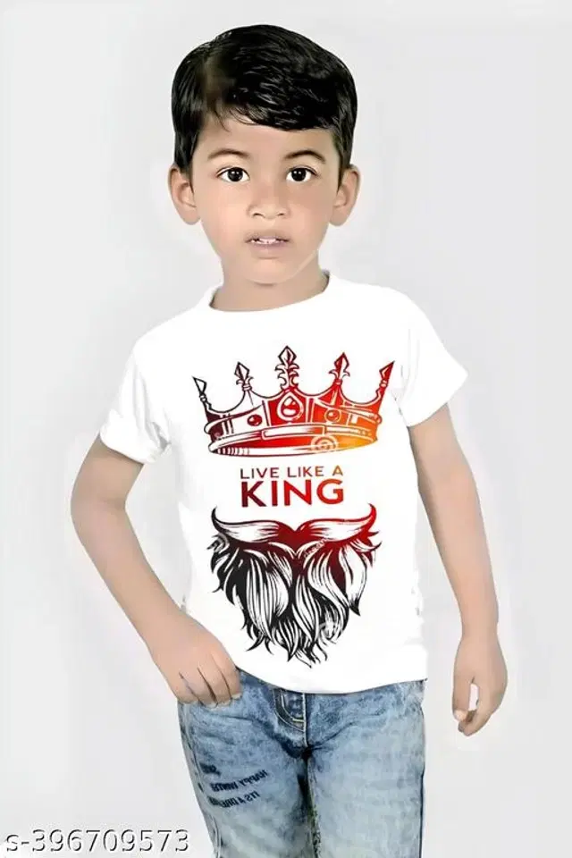 Polycotton Round Neck T-Shirt for Boys (White, 9-10 Years)