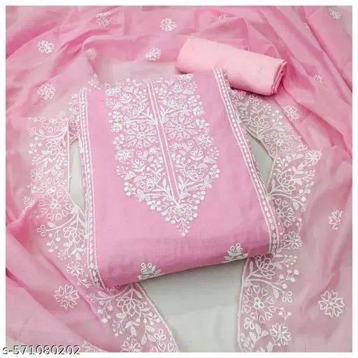 Chanderi Cotton Punjabi/All Over Suits for Women (Pink, 6.25 meter (L)