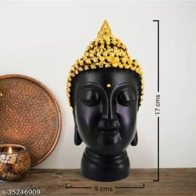 Gautam Buddha Face Showpiece, Gold & Black