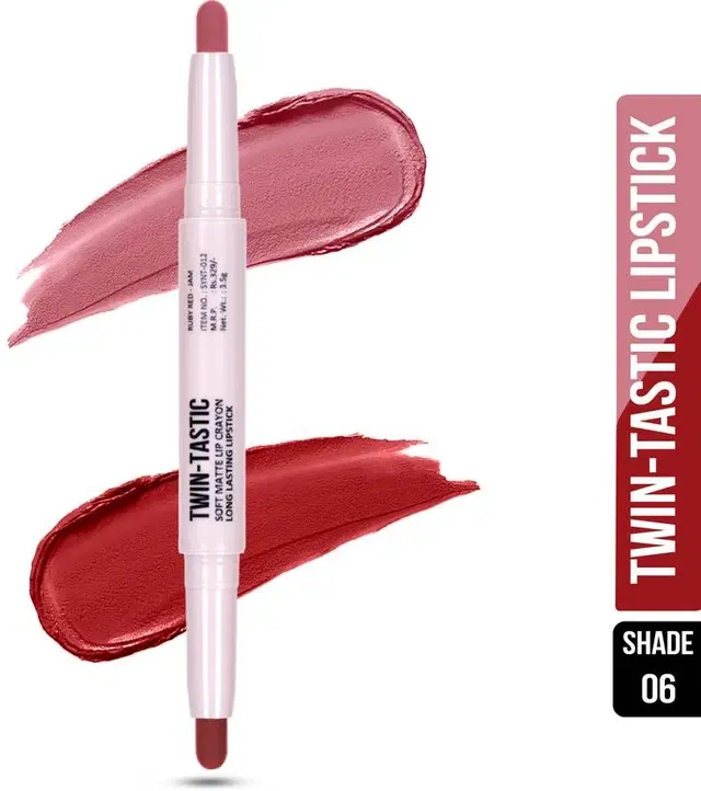 Shryoan Twin-Tastic Soft Lip Crayon Matte Finish Lipstick, Red, 3.5 g, Pack Of 1