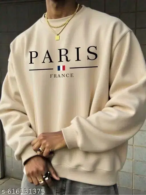 Fleece Hoodie for Men (Beige, M)